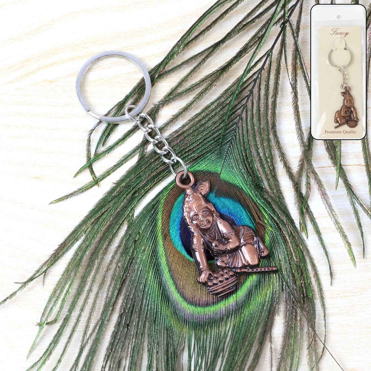 Bal Krishna Keychain – Durable Metal Devotional Accessory