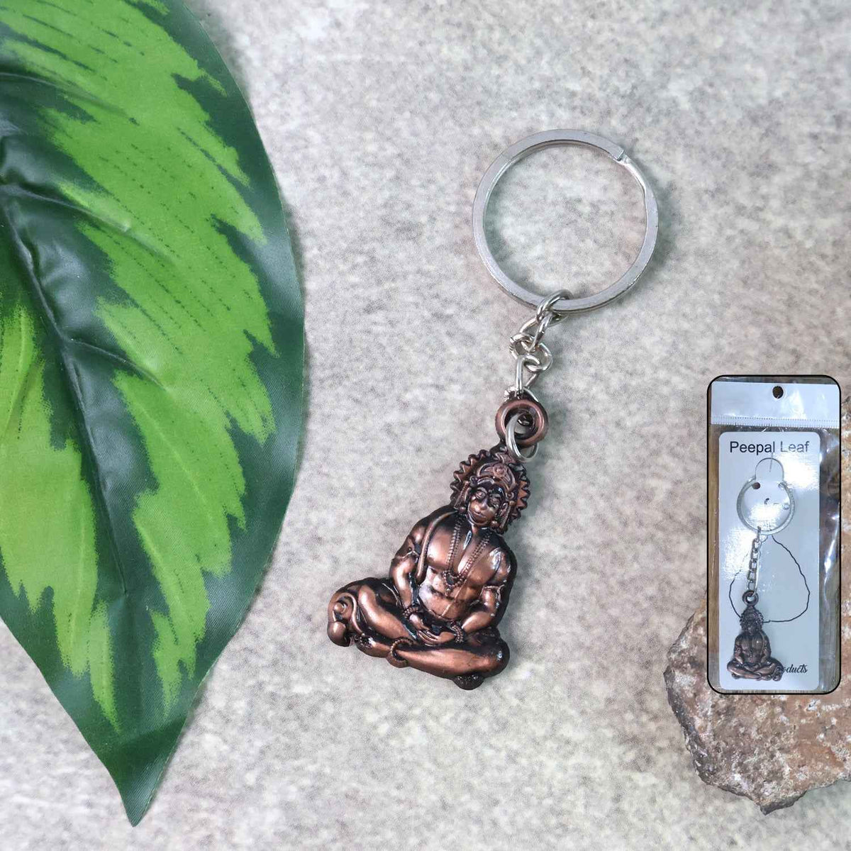 Lord Hanuman Sitting Pose Keychain – Durable Metal Devotional Accessory