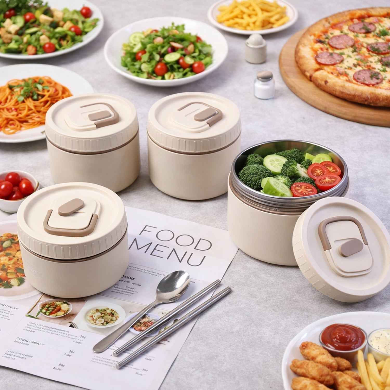 Bento Style Lunch Box Set – Leak-Resistant Containers with Carry Bag