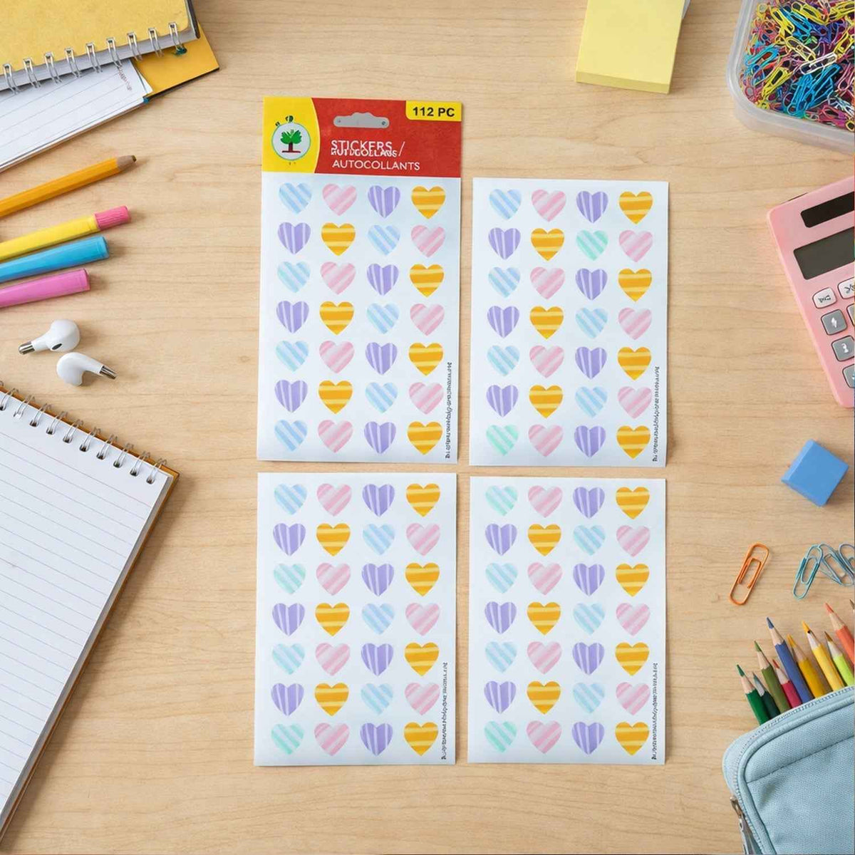 Heart Shape Stickers Set – 112 Colorful Decorative Pieces