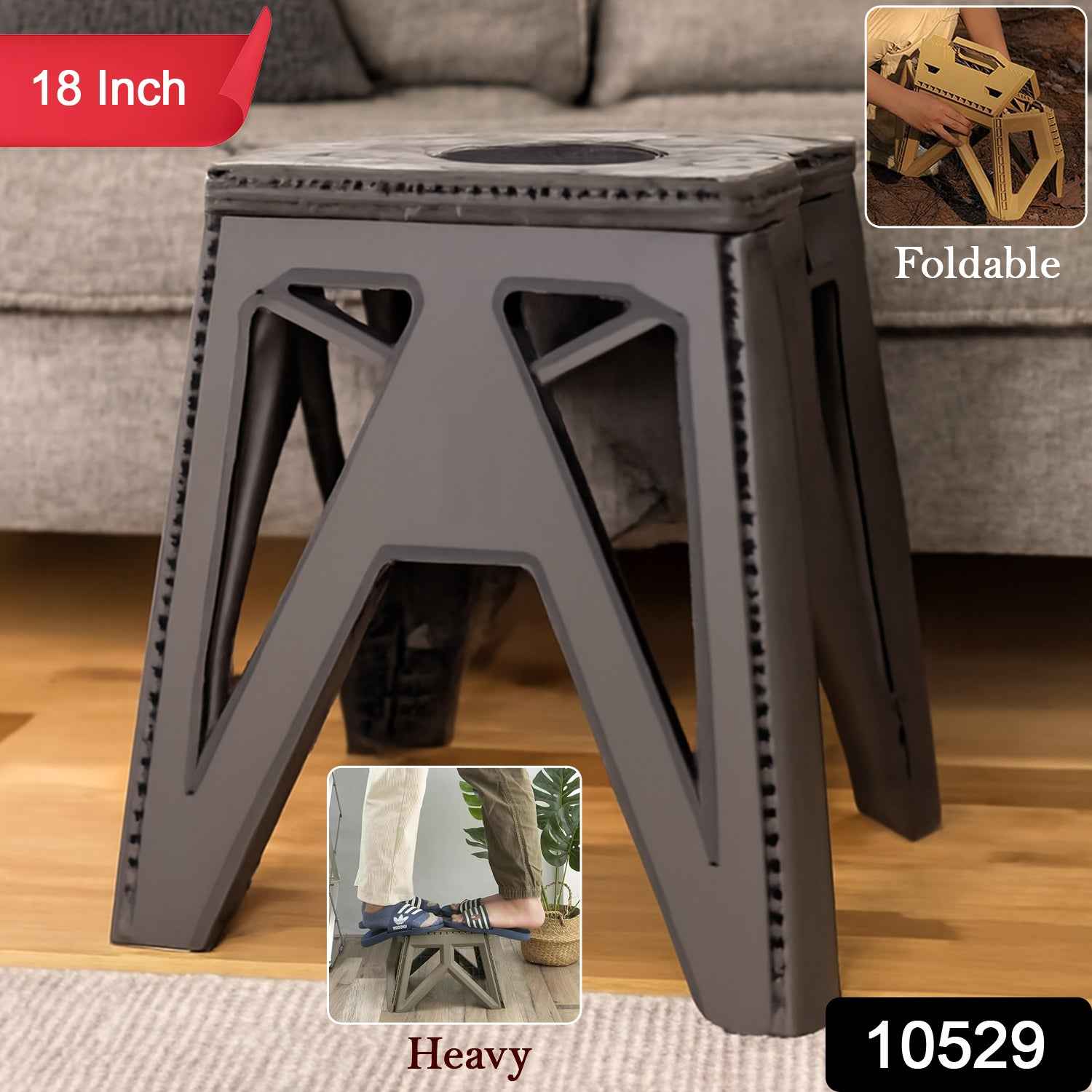 18 Inch Folding Stool – Portable Durable Step & Seating Stool