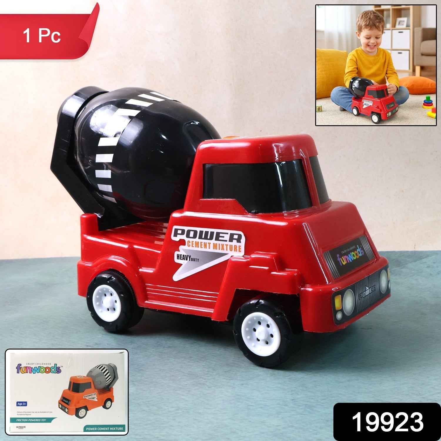 Kids Cement Mixer Toy Truck – Friction Powered Fun for Toddlers