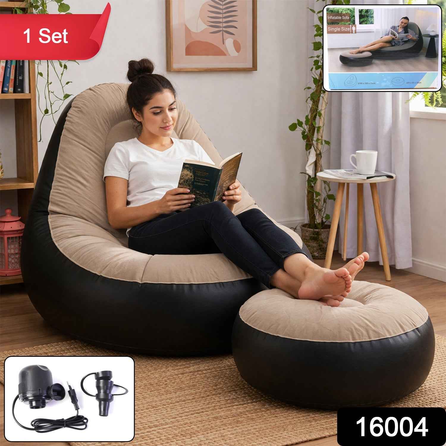 Inflatable Air Sofa Chair Set – Portable & Easy to Inflate for Indoor & Outdoor Relaxation