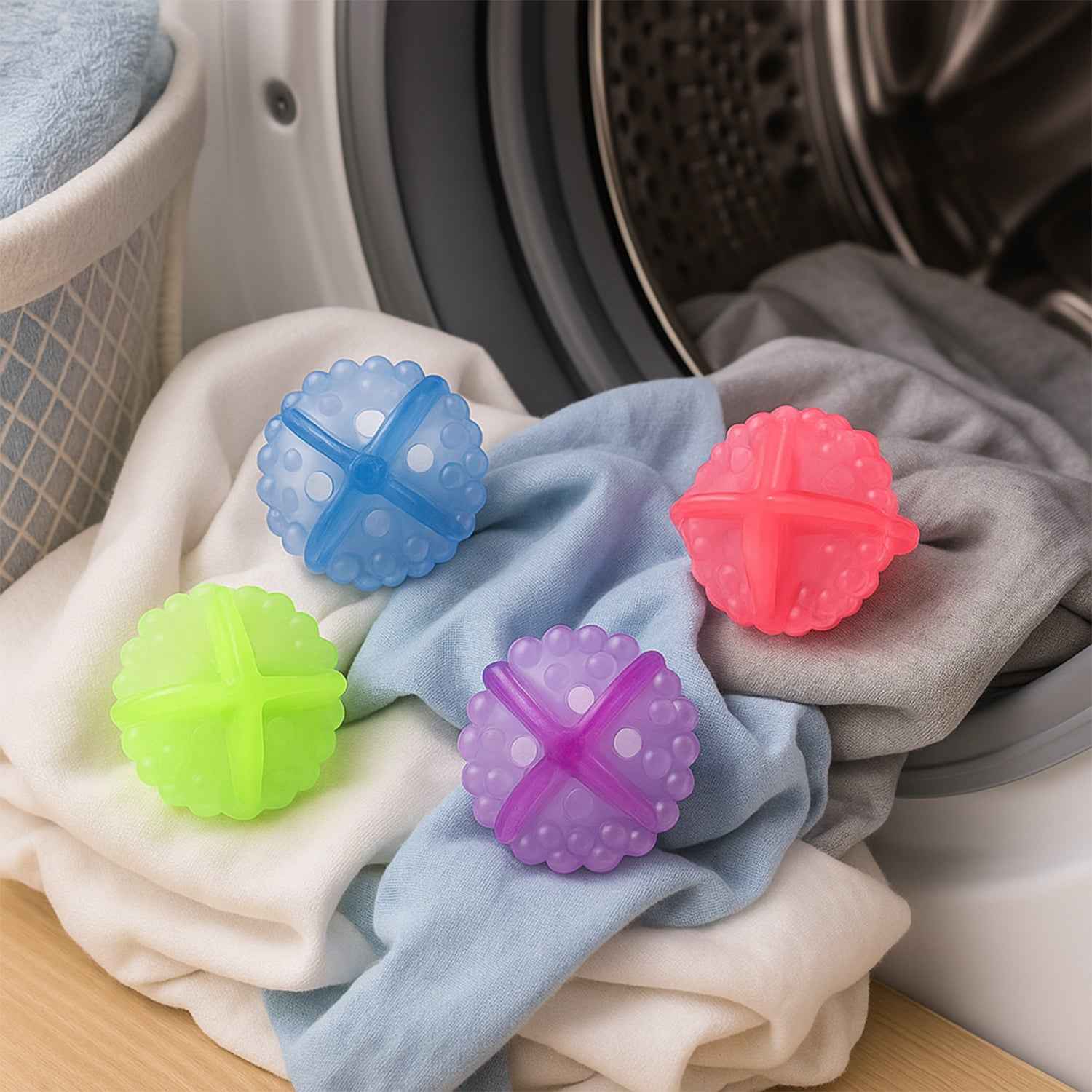 Detergent-Free Laundry Balls – 4 Pcs for Eco-Friendly Wash | Velvet Wipe