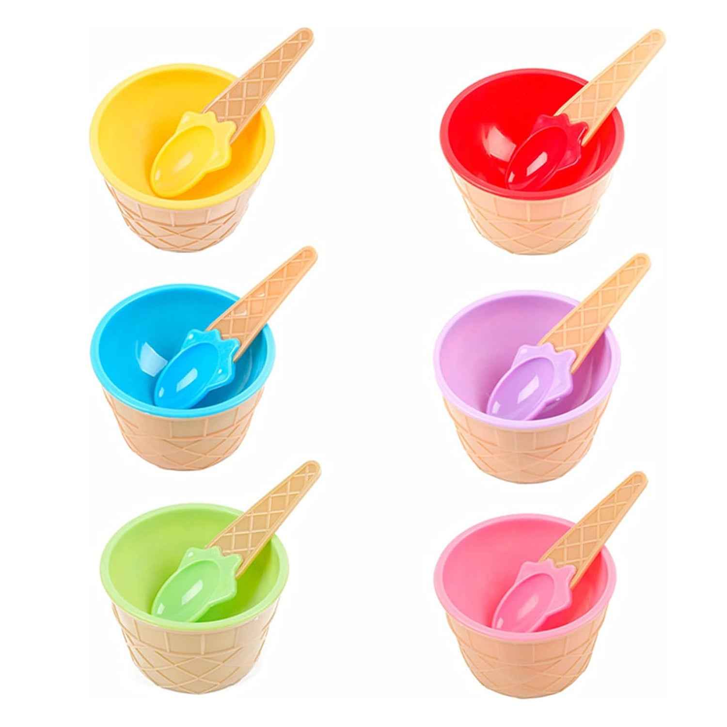 Ice Cream Bowl Set – 6 Pc Waffle Spoon | Lunchie Bunchie