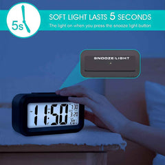 Digital LCD Alarm Clock – Backlit Display with Time & Temperature