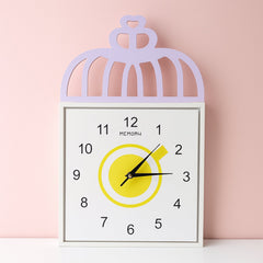 Decorative square wall clock with birdcage top and clear numbers