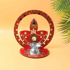 Wooden Decorative Diya Stand – Handcrafted Festive Tea Light Holder