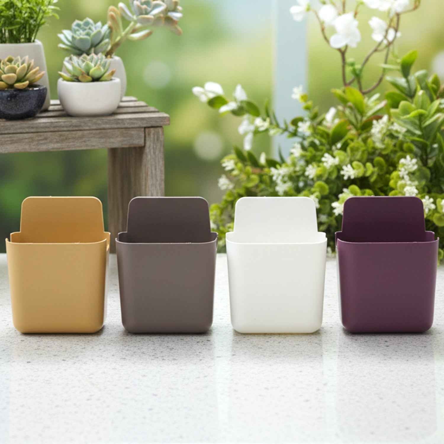Wall Mounted Mobile Holder – 4 Pack Plastic Organizer | Gambit