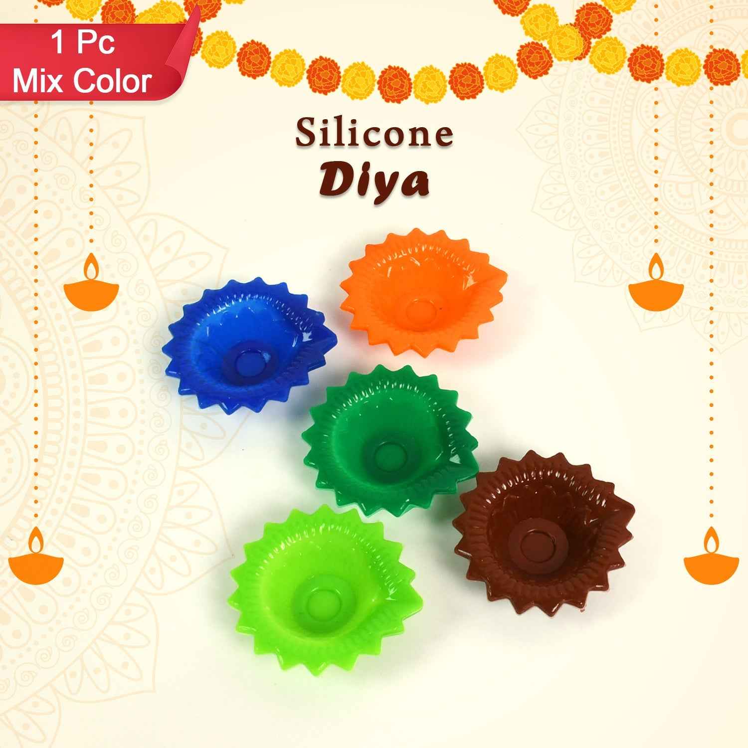 Colourful Silicone Diya – Festive Diwali Decor | Giftoiza