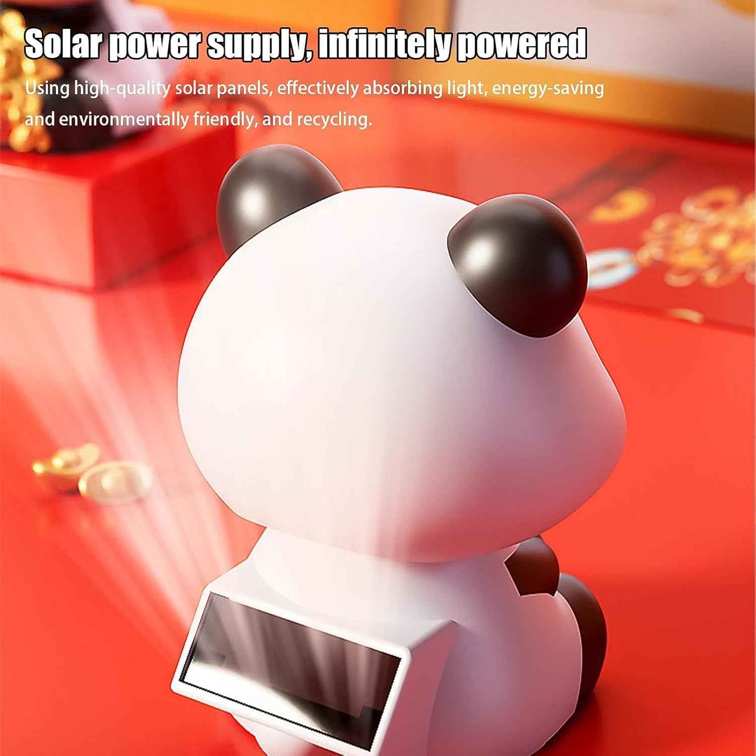 Solar Panda Car Decor – Moving Dashboard Showpiece | Velvet Wheels