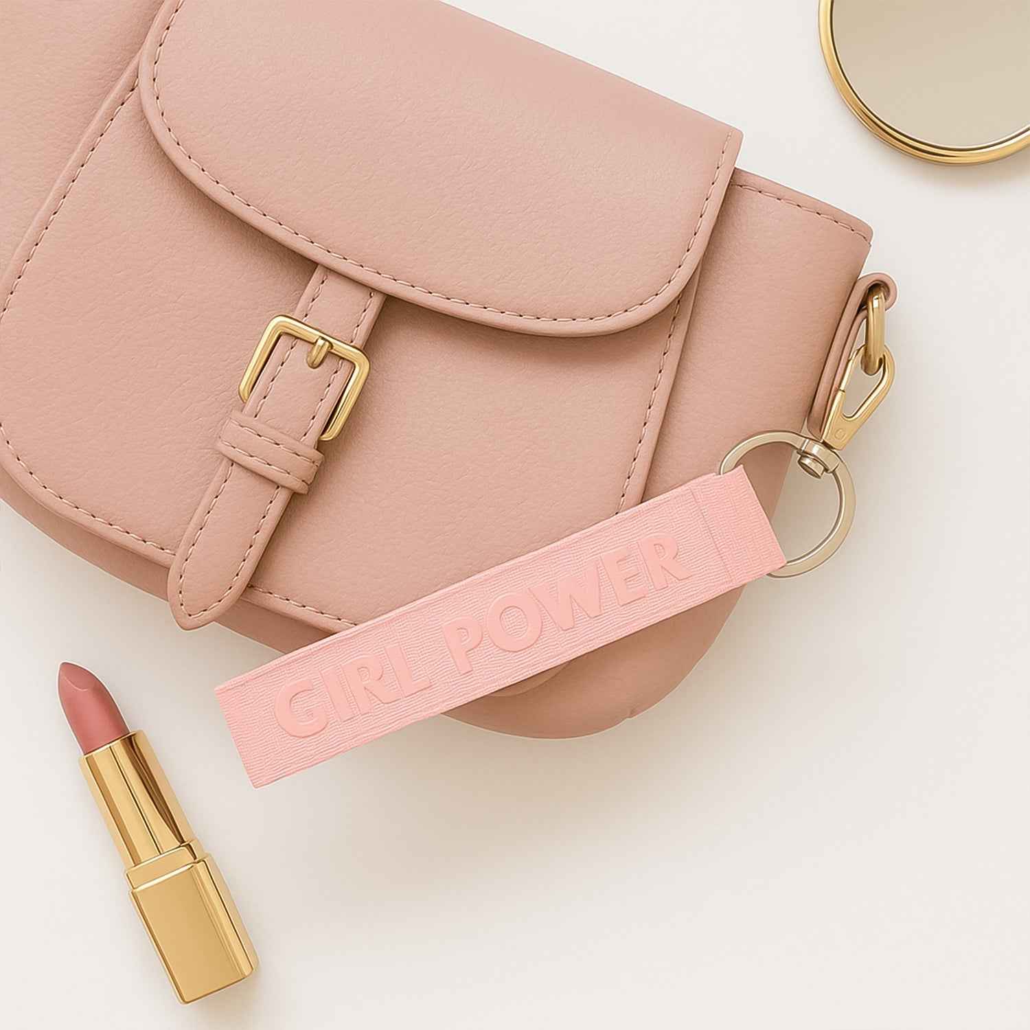 Girl Power Fabric Ribbon Keychain – Motivational & Durable Accessory