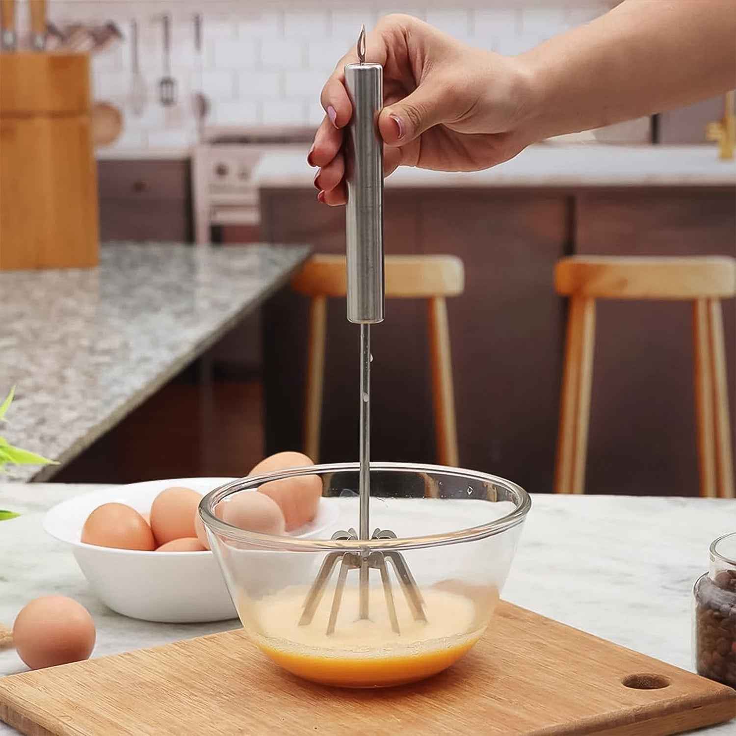 Stainless Steel Hand Blender – Manual Whisk & Frother | Quickslice