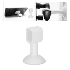 Silicone door stopper attached to metal door handle preventing wall damage