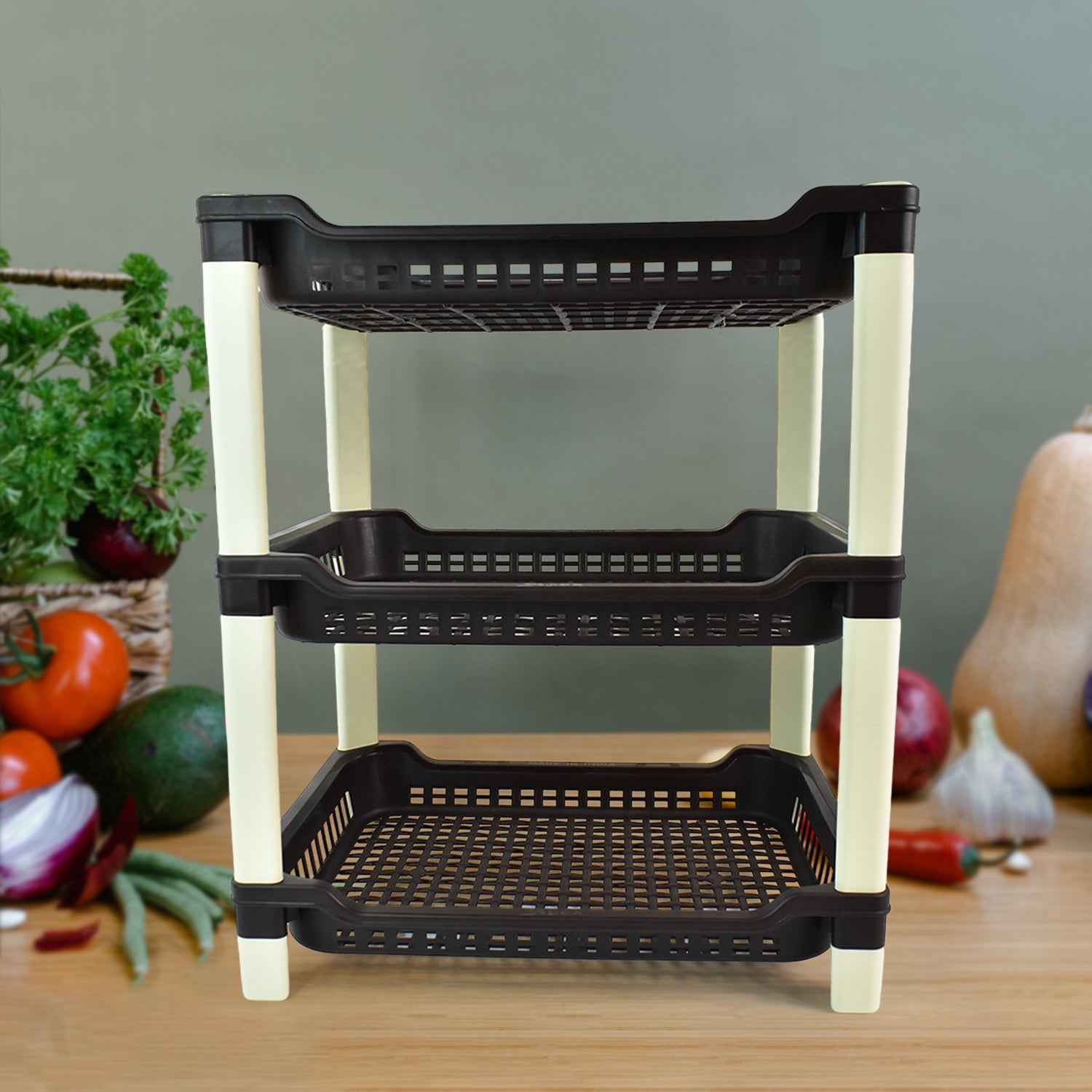 Plastic Storage Rack – 3-Tier Durable Multi-Use Organizer
