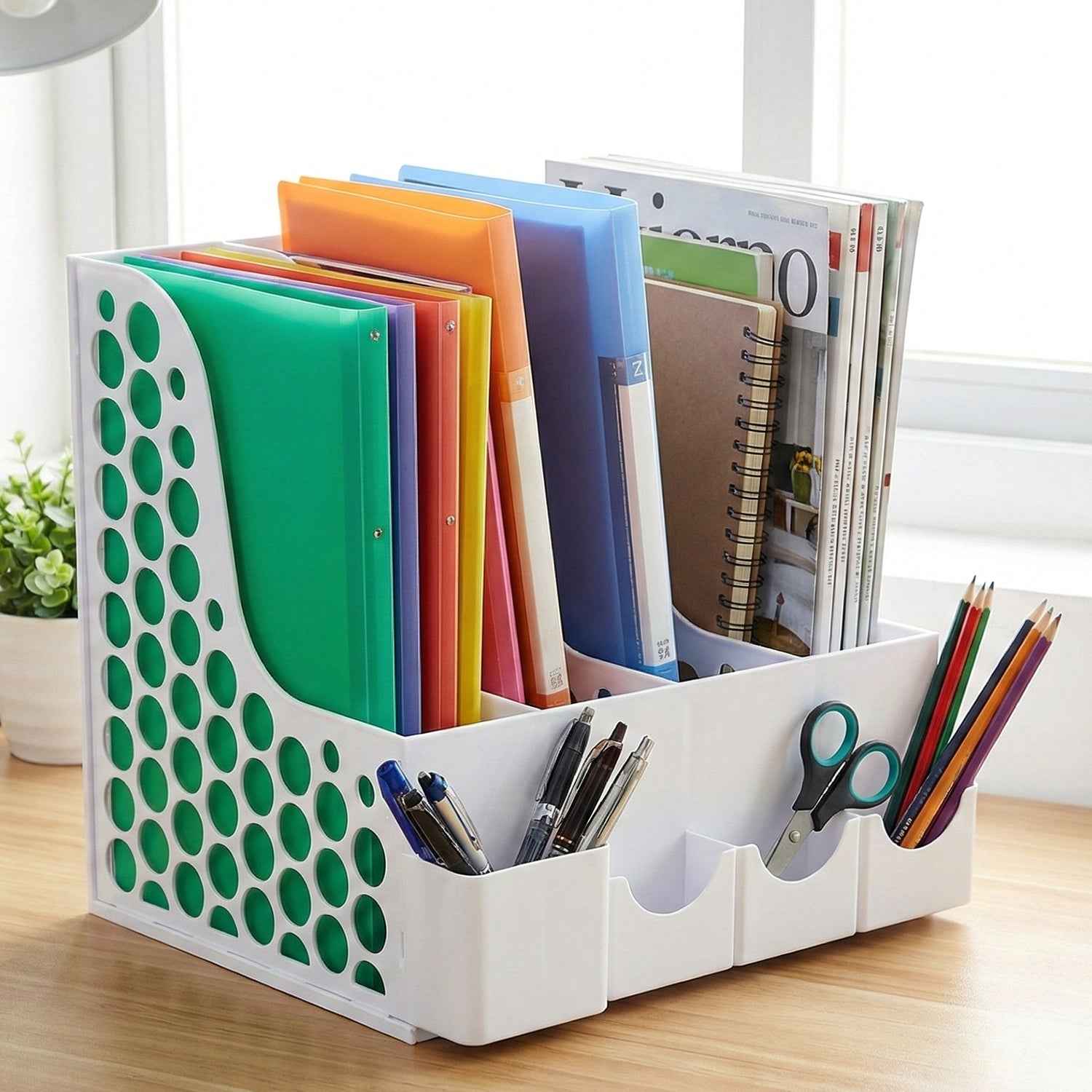 Desk Organizer File Holder – Vertical Multipurpose Workspace Storage