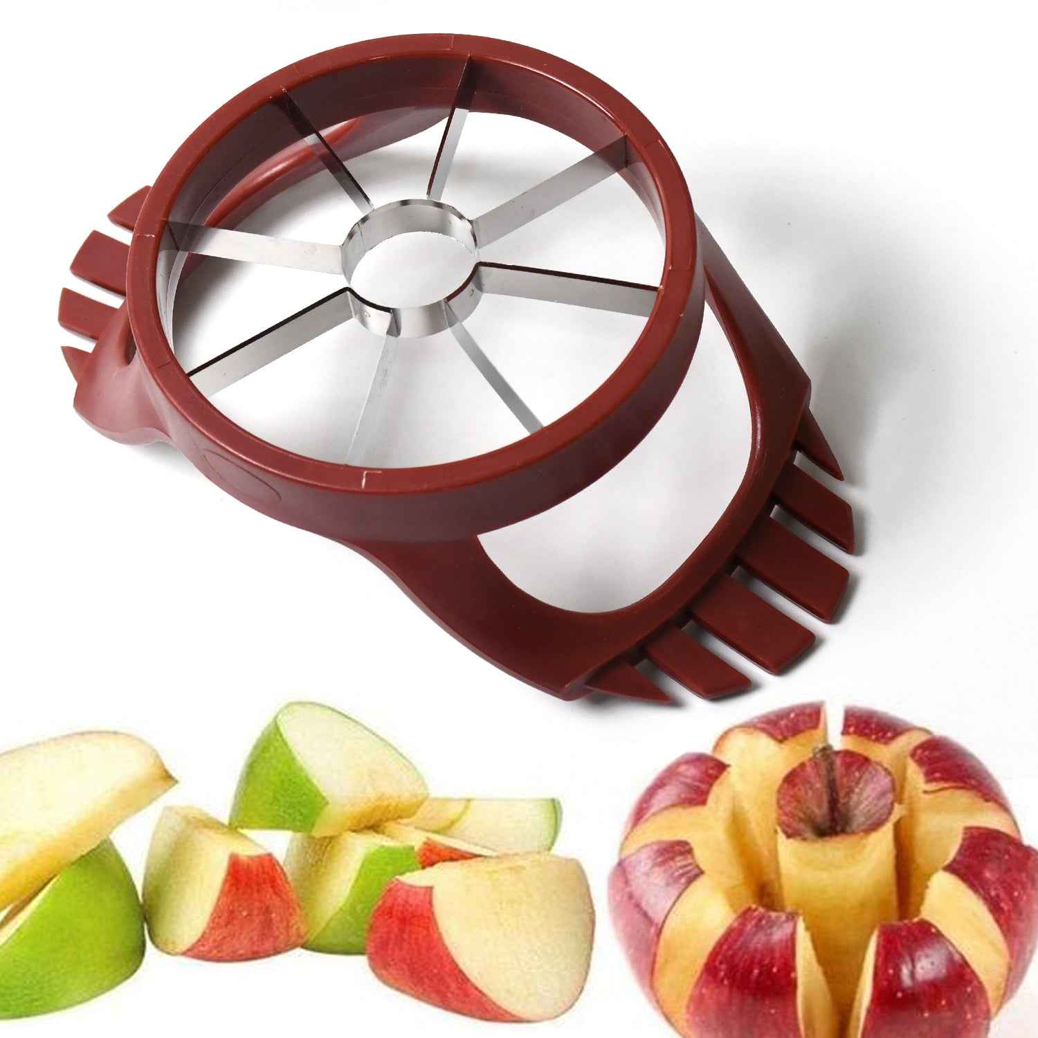 Close-up of the ultra-sharp stainless steel blades of the apple slicer, designed for precision.