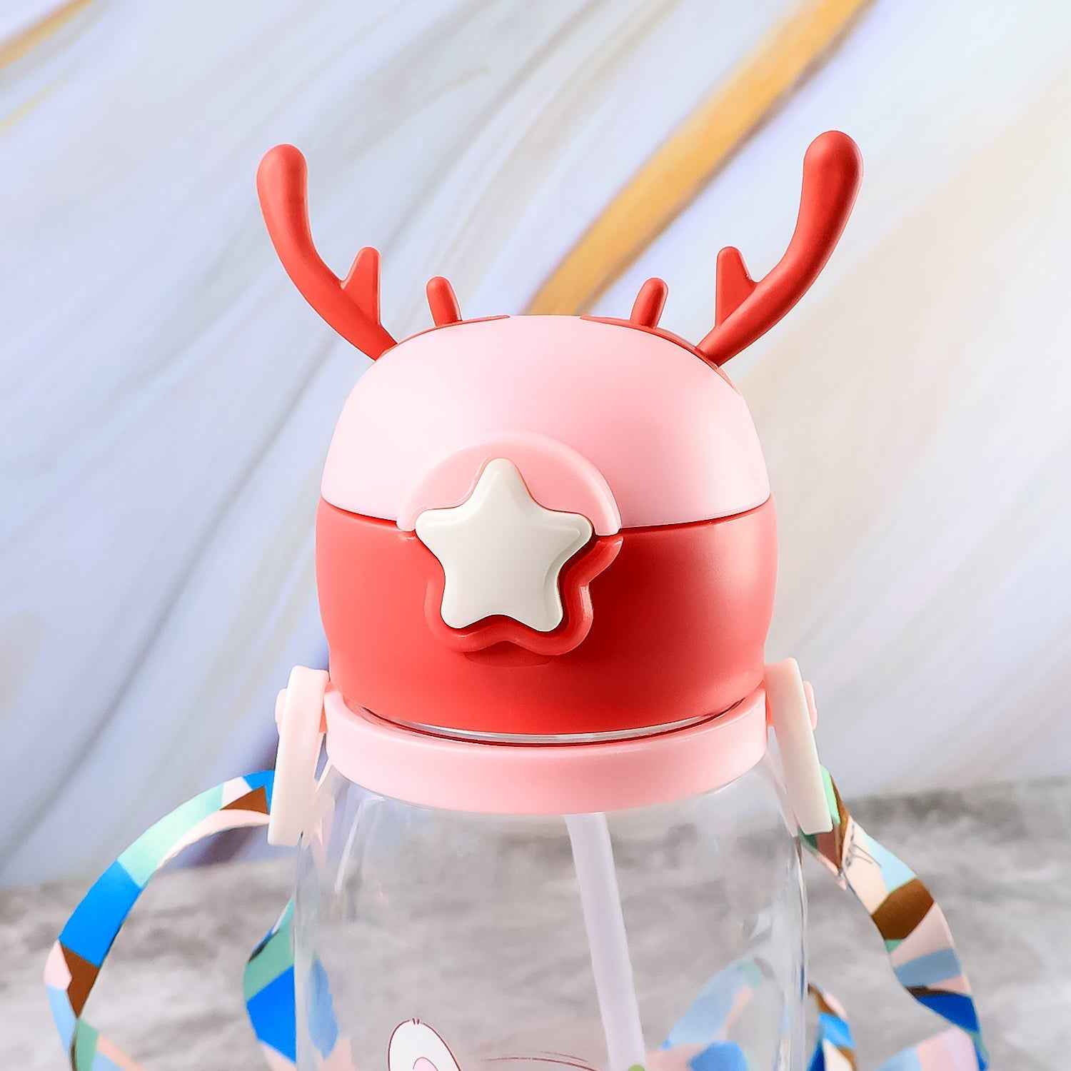 Kids Cartoon Water Bottle – Leakproof 450ml with Straw & Strap