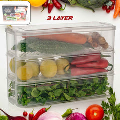 Fridge Storage Containers – Stackable 3-Pc Set, 1500ML | Organivo
