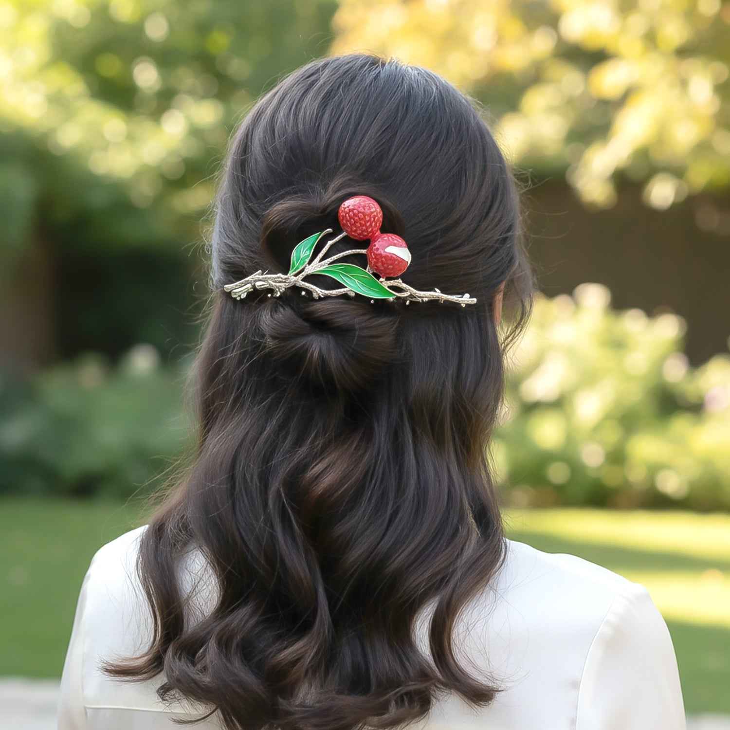 Berry Fruit Hair Claw Clip – Elegant Leaf Design & Strong Grip
