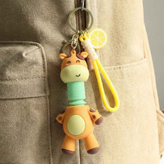 Giraffe Cartoon Keychain – Flexible Neck & Wrist Strap Charm
