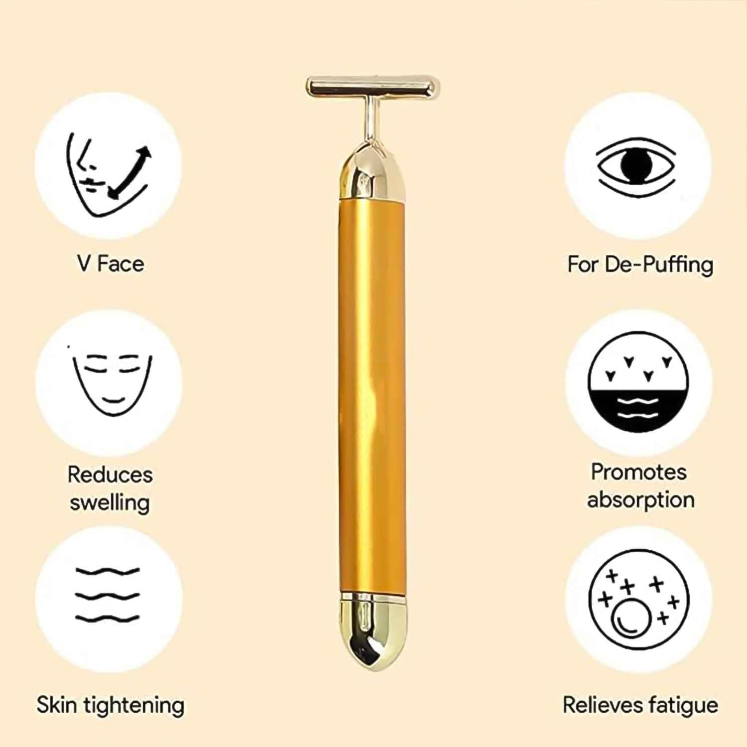 Vibrating Face Massager – Golden Energy for Radiant Skin | Velvet Wellness