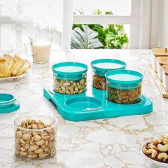 Mukhwas Dani Set – Airtight 4 Pc Jars with Stylish Tray | Organivo