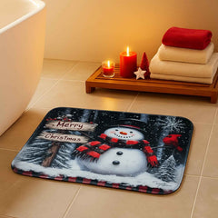 Christmas Bathroom Mat Set – Soft Snowman 3-Piece Décor