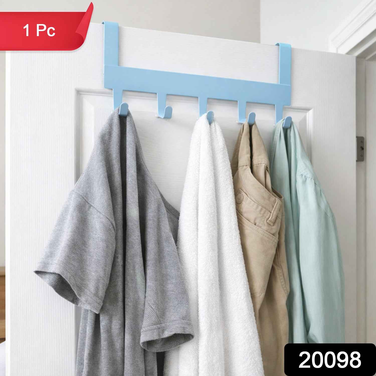 Metal 5 Hook Hanging Rack – Heavy Duty Over Door Hanger