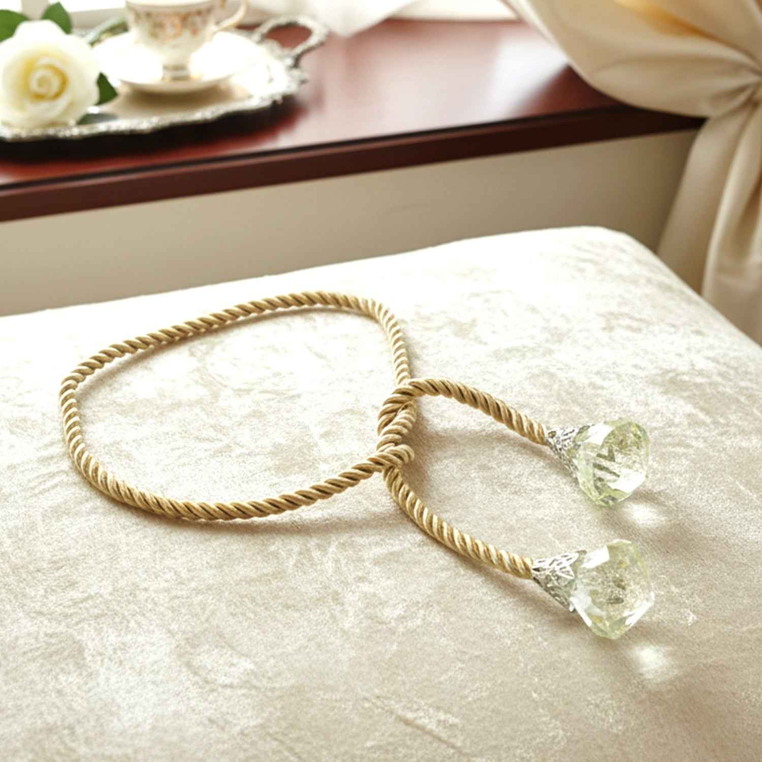 Luxury Curtain Tassel Tieback – Elegant Twisted Rope with Crystal Ends
