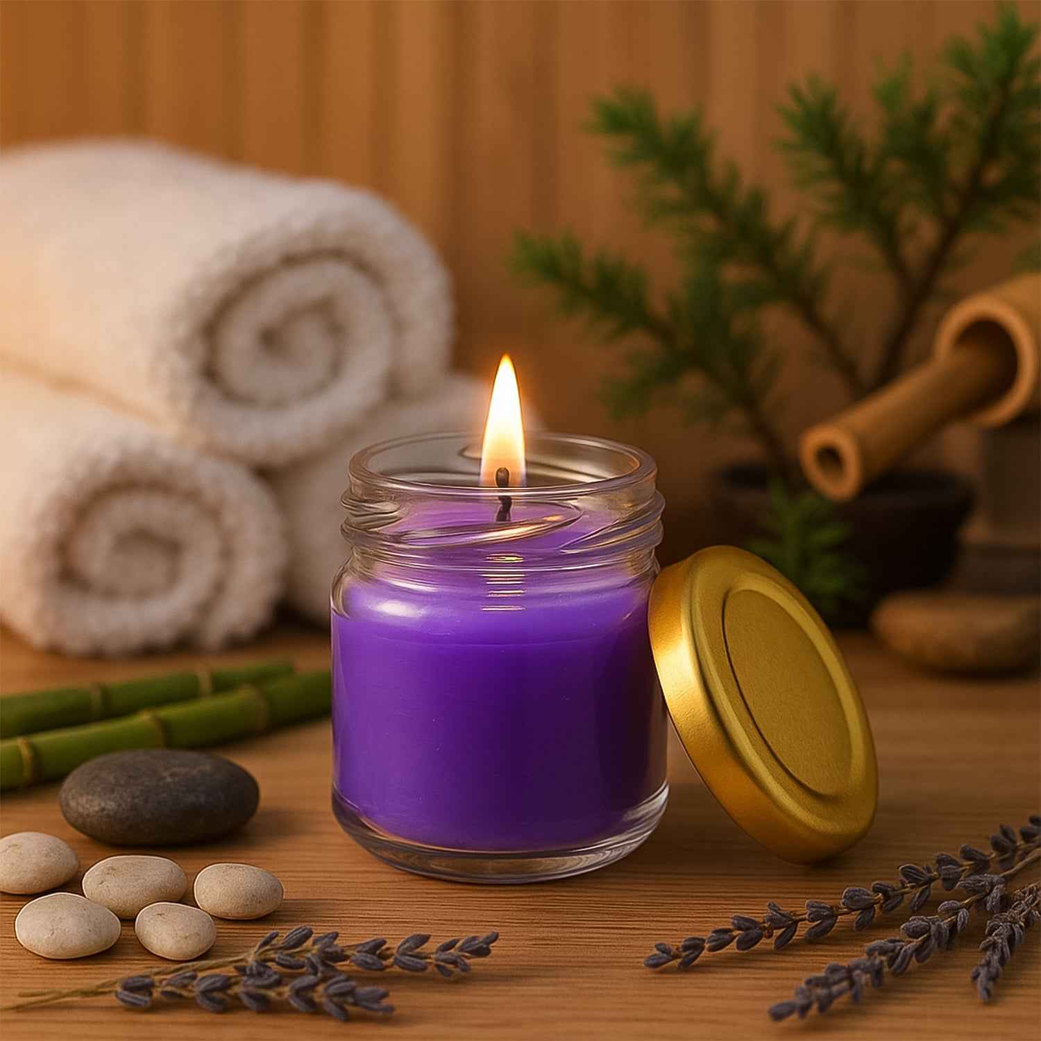 Wax Candle Set in Glass Jars – Elegant Flameless Home Decor