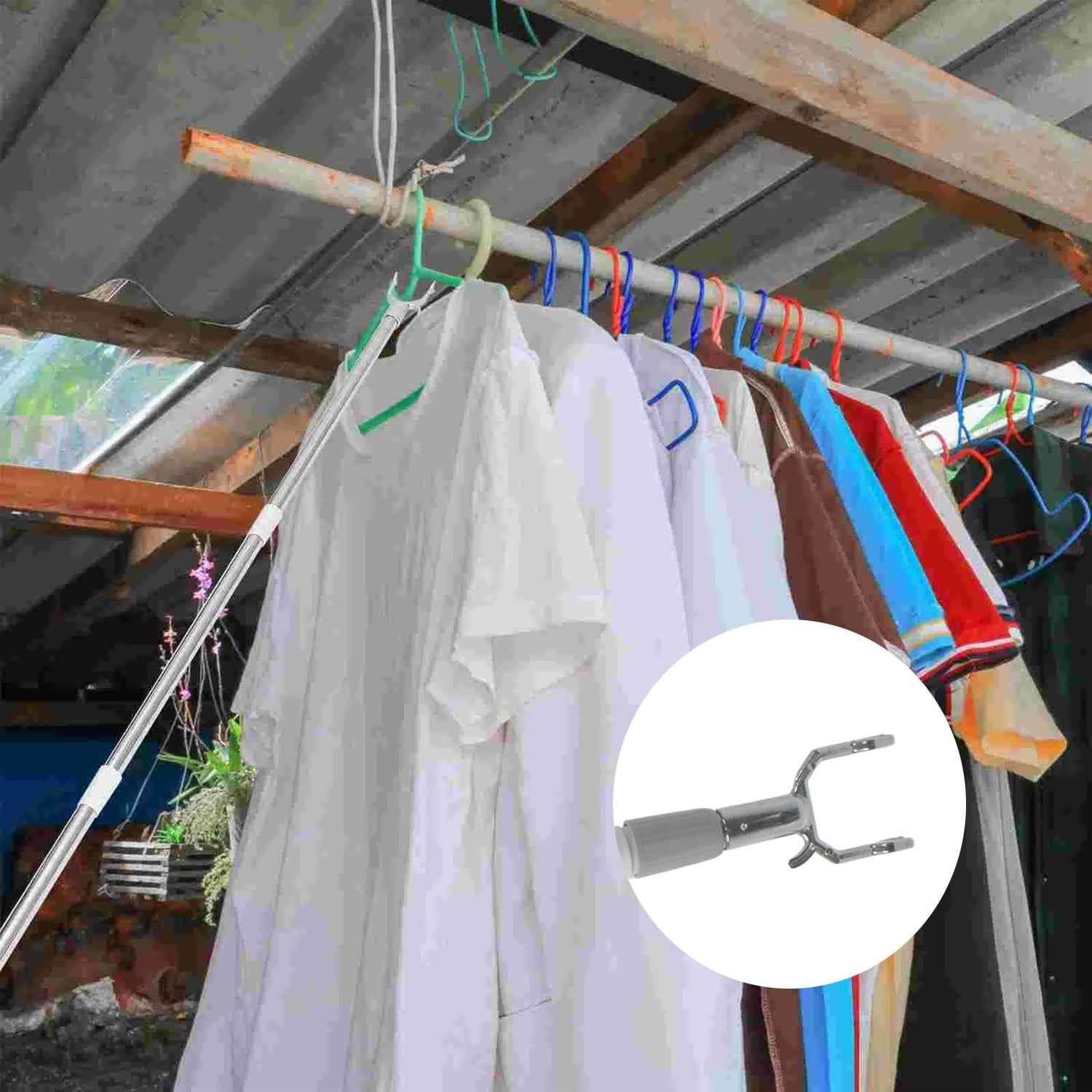 Telescopic Clothes Hook – Extendable Garment Hanger (155 cm) | Indo Glow