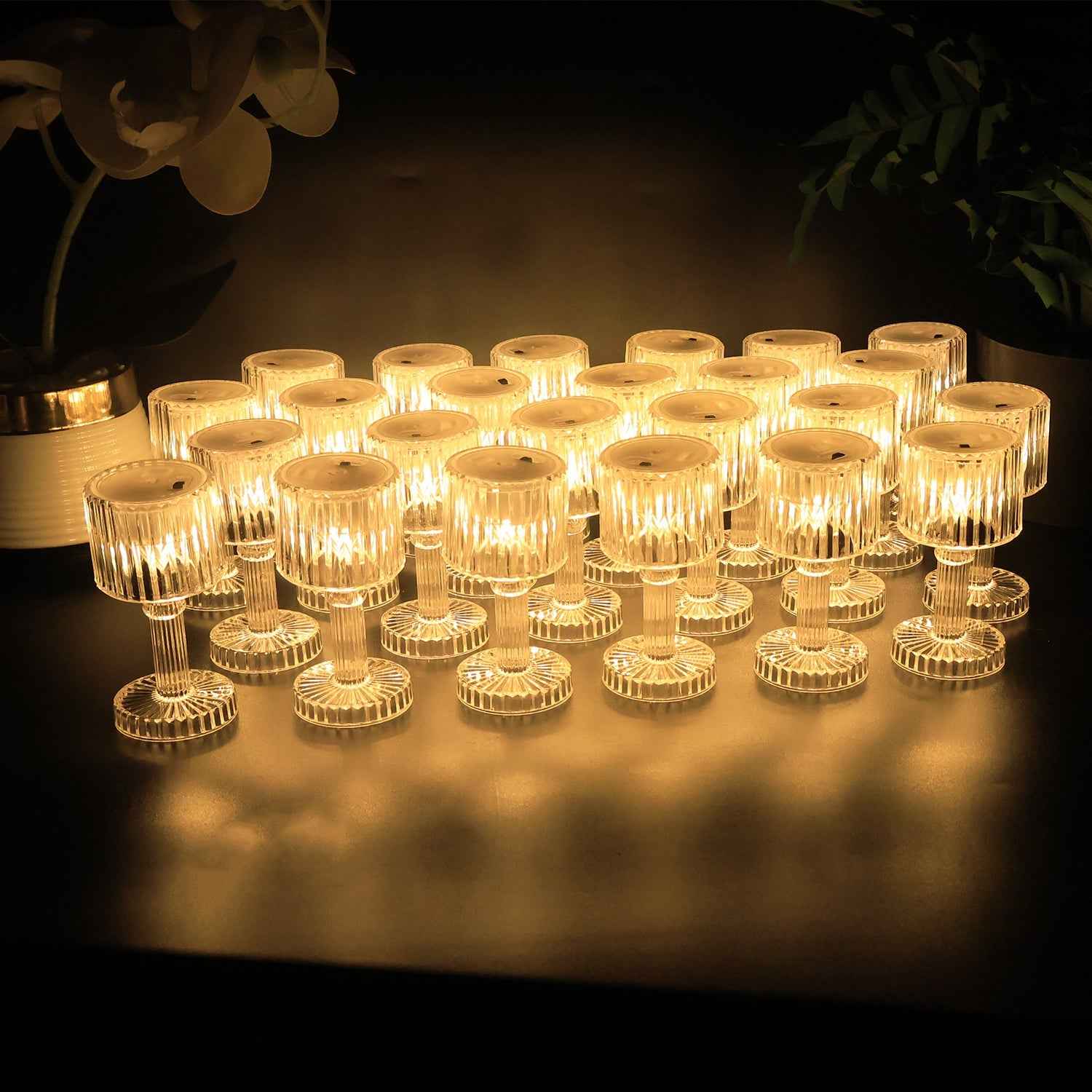 LED Crystal-Effect Table Lamps – Set of 24 Decorative Lights