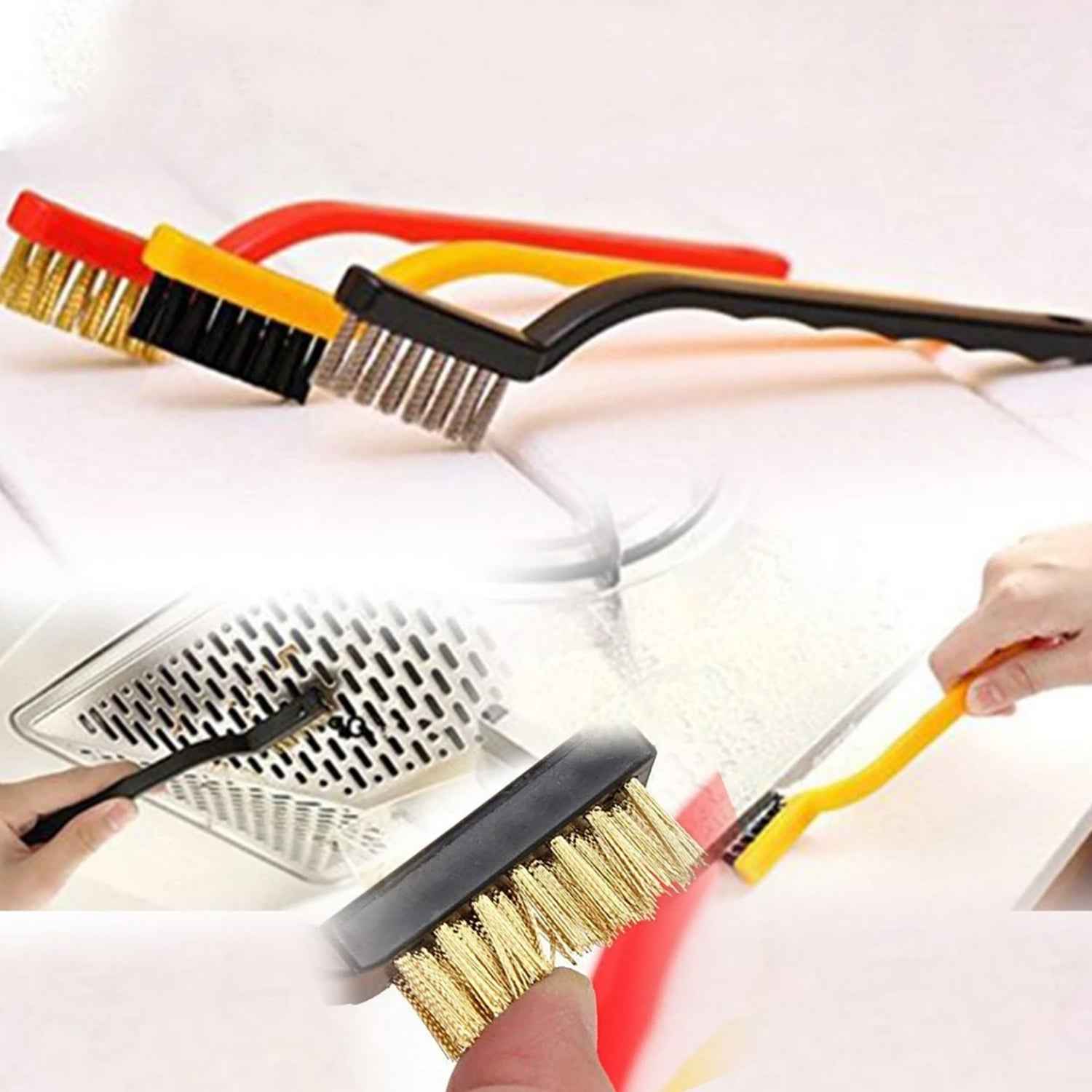 Mini Wire Brush Set – 3 Pc Brass, Nylon, Steel | Velvet Wipe