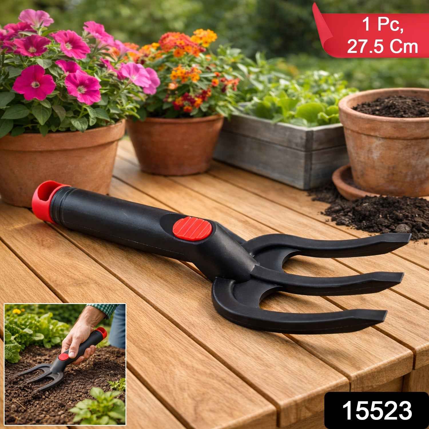 Garden Hand Cultivator Fork – Durable 3 Prong Soil Loosening Tool