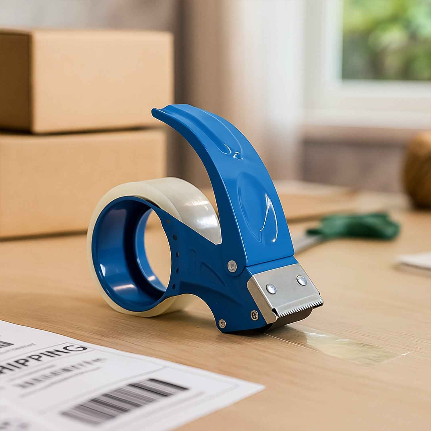 Heavy-Duty Tape Dispenser – Sharp Steel Blade for Fast Sealing