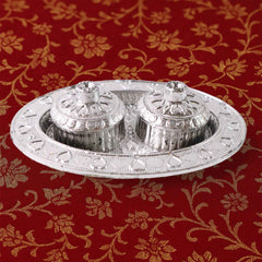 Oval Puja Thali with Kumkum Holders Ð Traditional & Durable Design