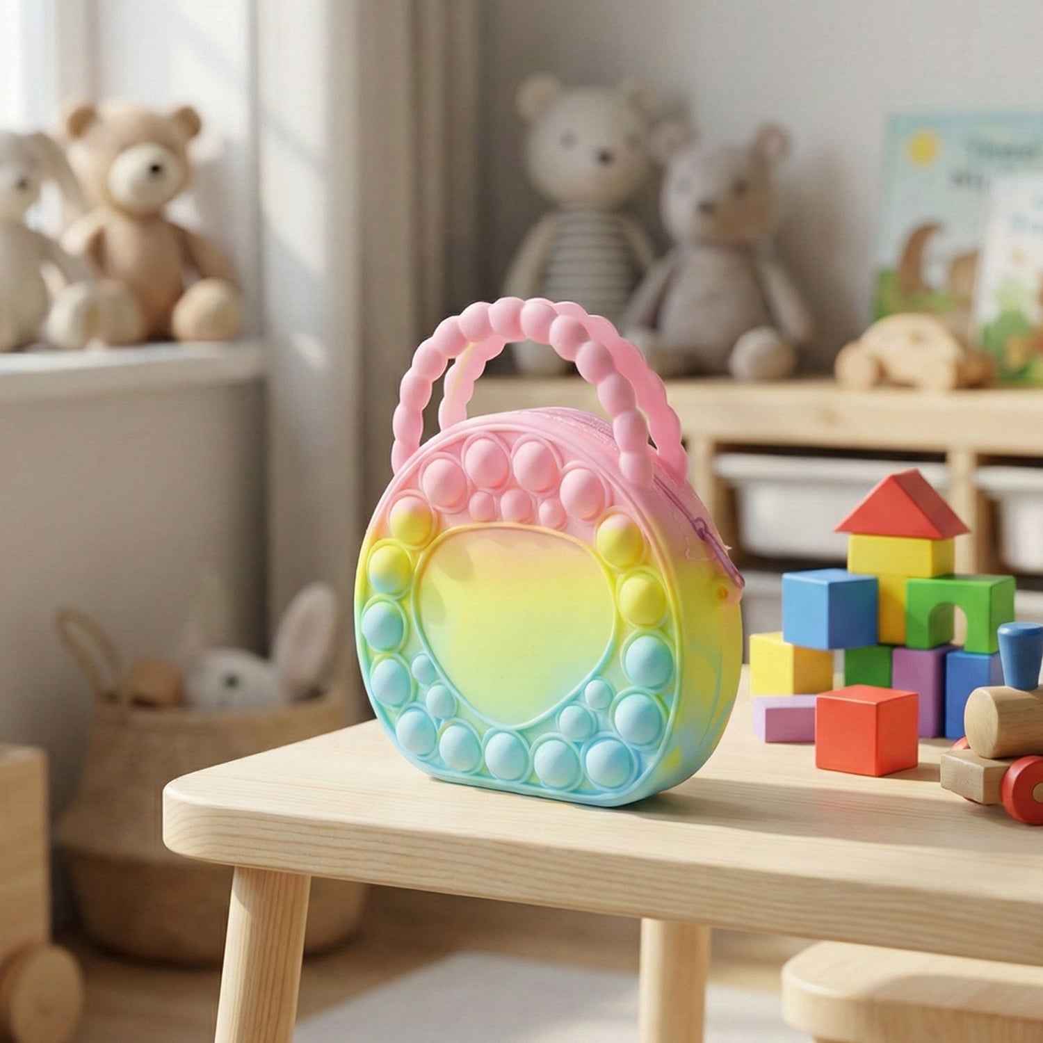 Rainbow Silicone Pop It Coin Purse – Fun Stress Relief Accessory