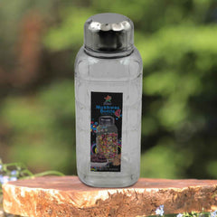 Close-up of airtight steel cap on transparent plastic bottle