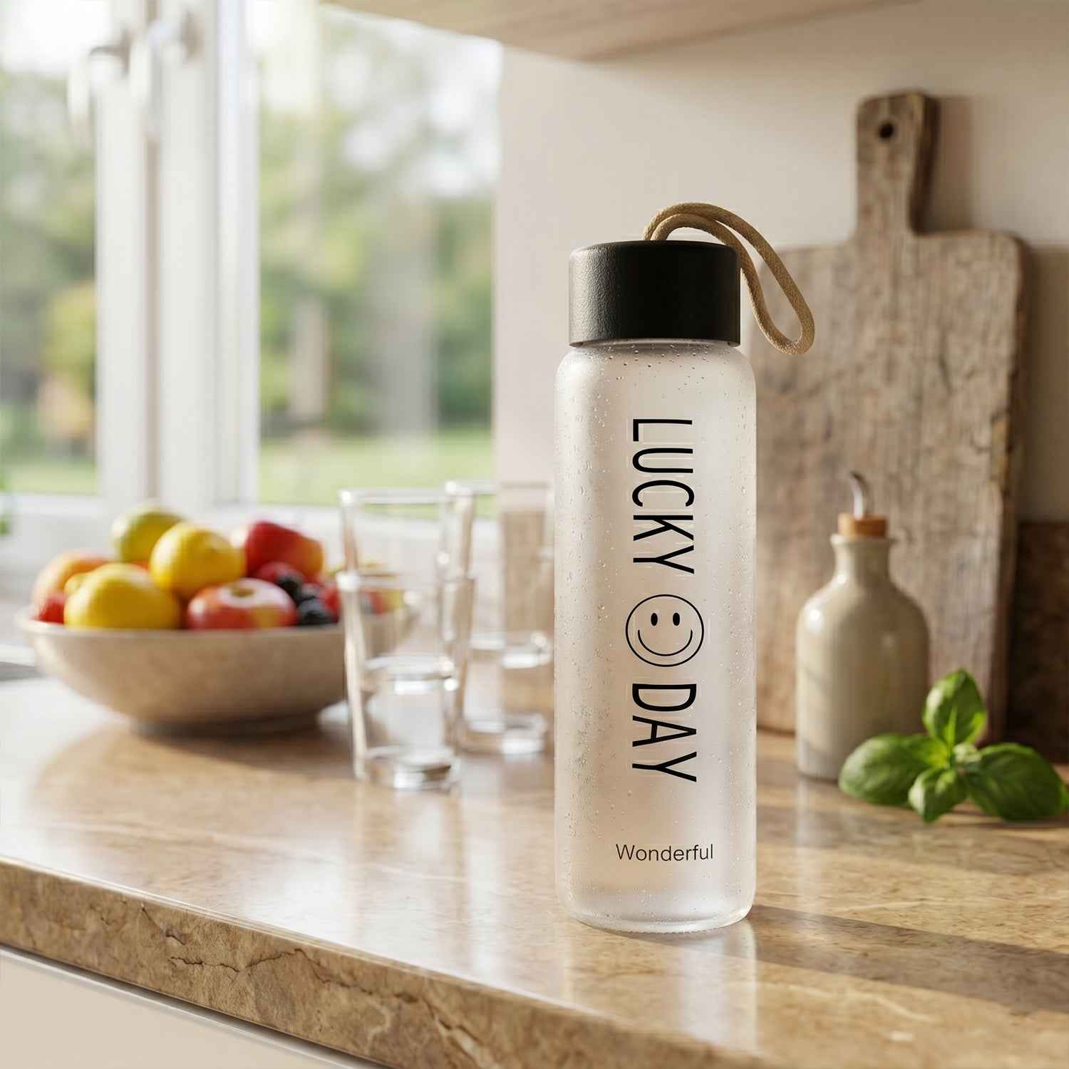 Frosted Glass Water Bottle Ð Leakproof & Travel-Friendly Design