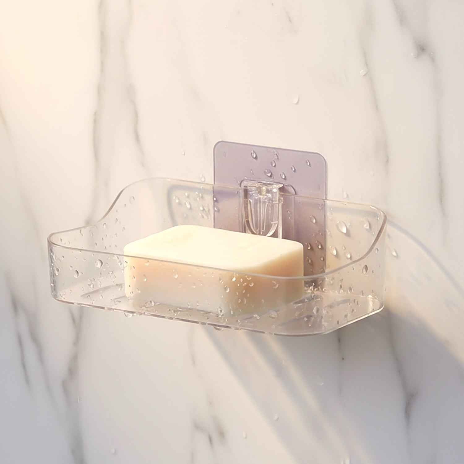 Transparent Wall-Mounted Soap Dish Set – Space-Saving & Drainage