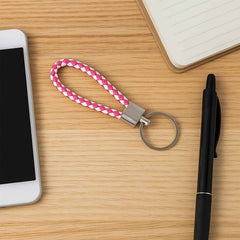 Braided Leather Keychain – Durable Metal Ring & Stylish Hand Strap