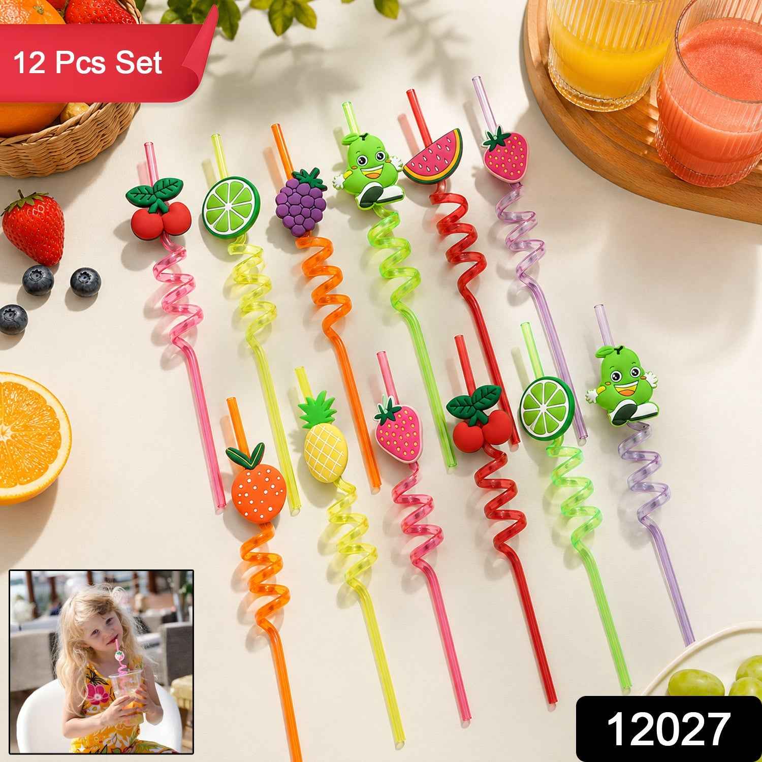 Reusable Plastic Straws – Cartoon Truck Design, 12 Pcs | Siplix