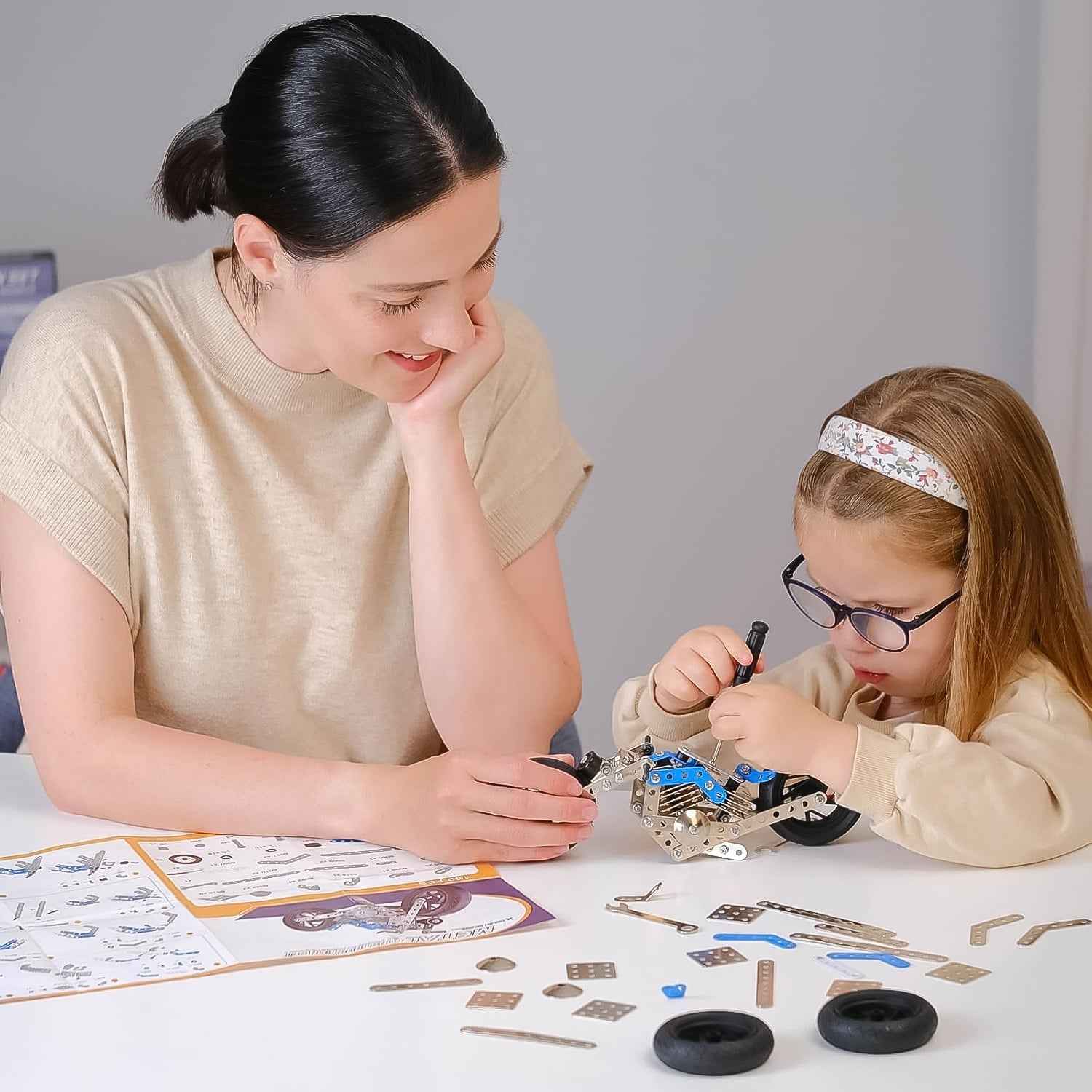 Metal Bike Construction Kit – 140 Part STEM Toy | Little Blocks