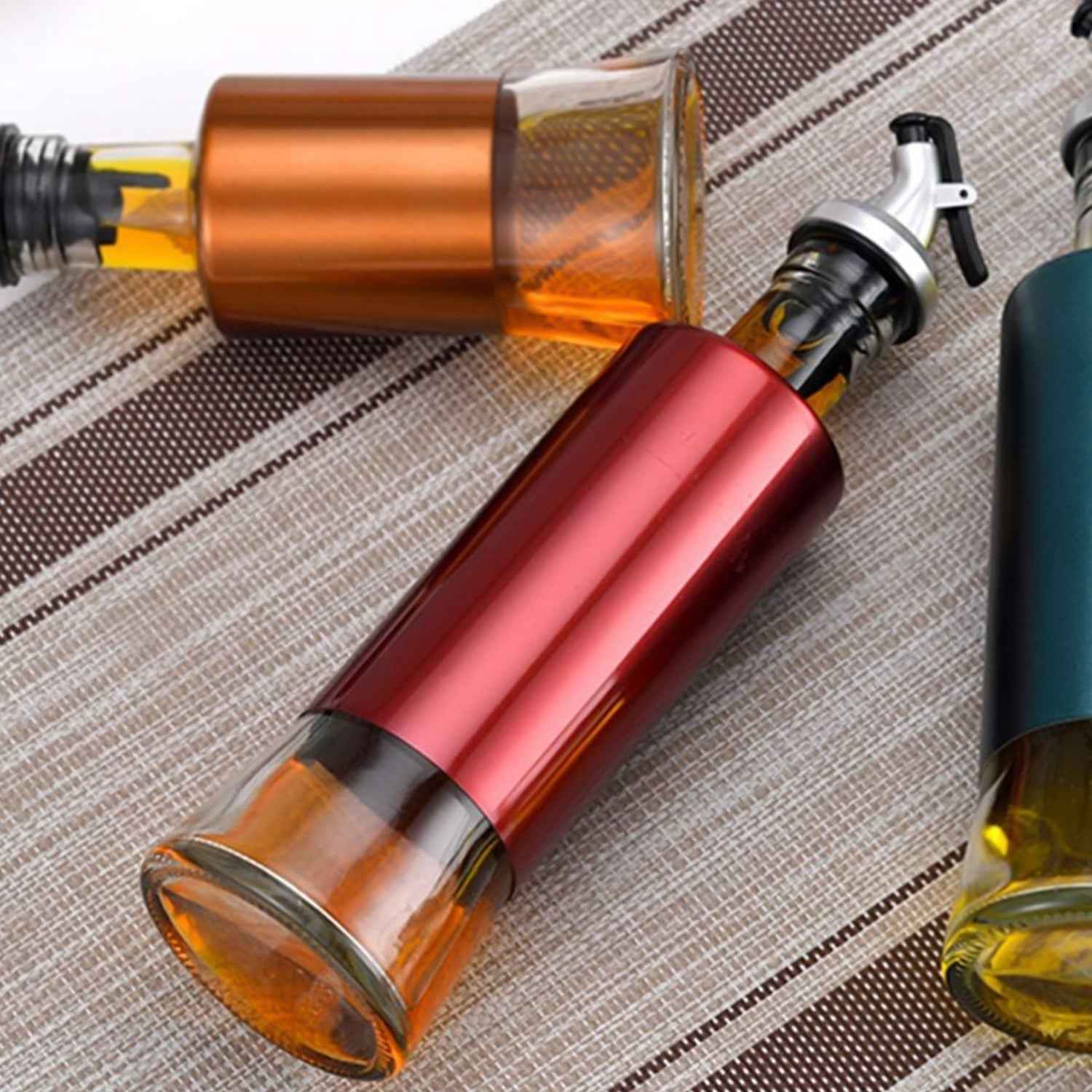 Glass Oil Dispenser – Durable 300ml Bottle with Plastic Cover