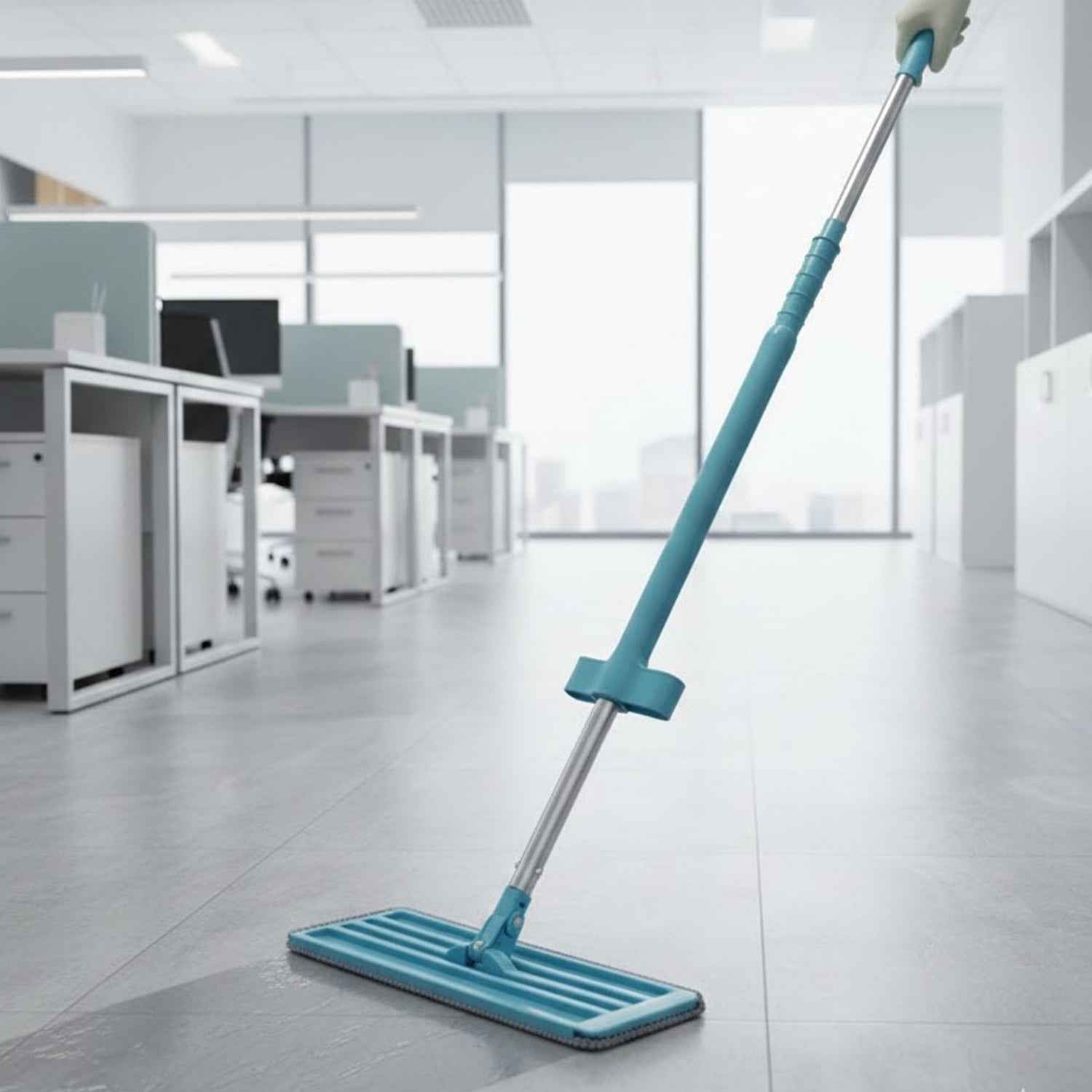Flat Floor Cleaning Mop – Long Handle & Slim Rectangular Head