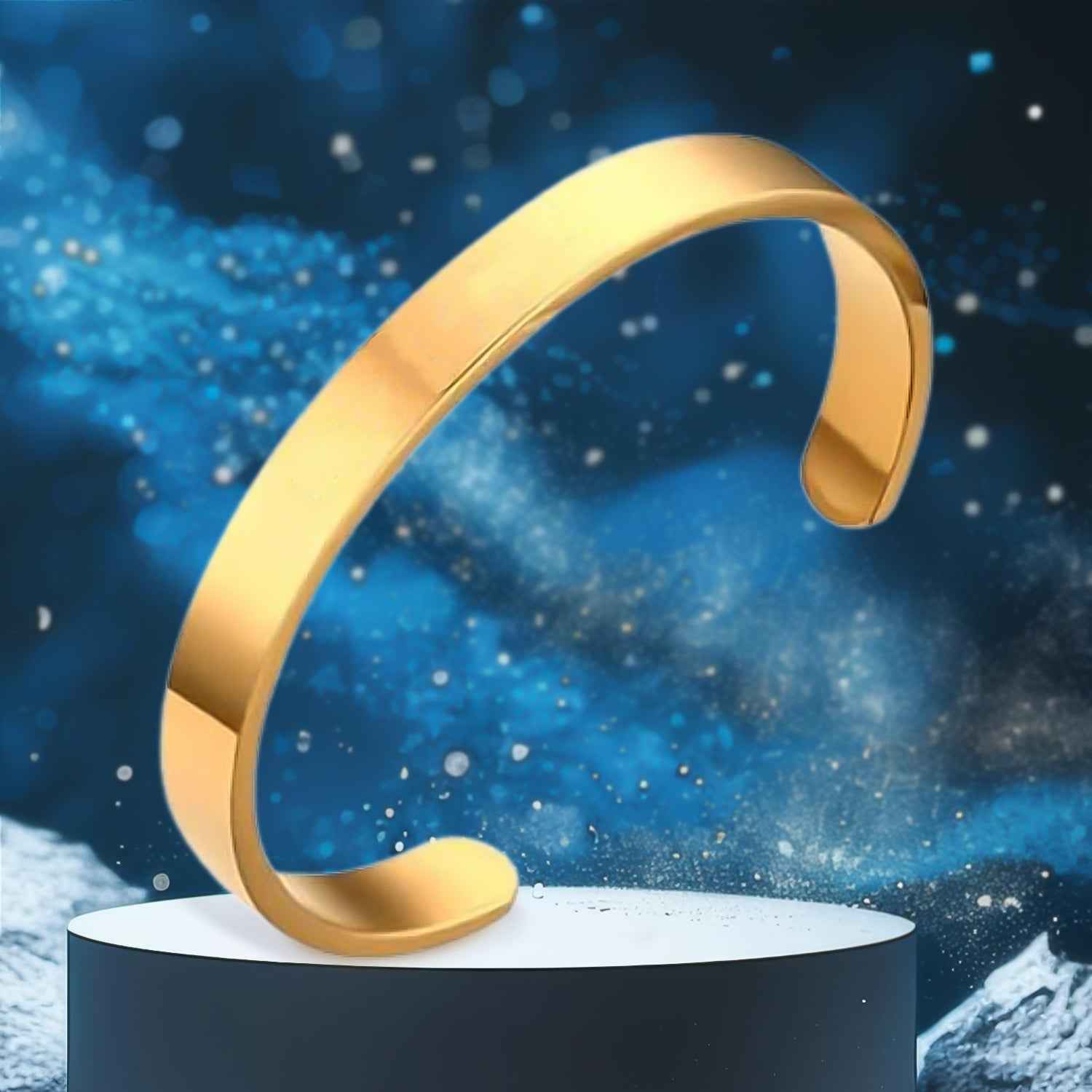 Gold Finish Open Cuff Bracelet – Elegant Adjustable Kada