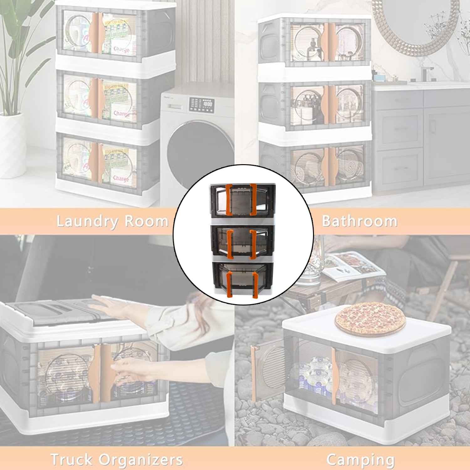Plastic Folding Wardrobe Organizer – Space-Saving 3-Layer Unit