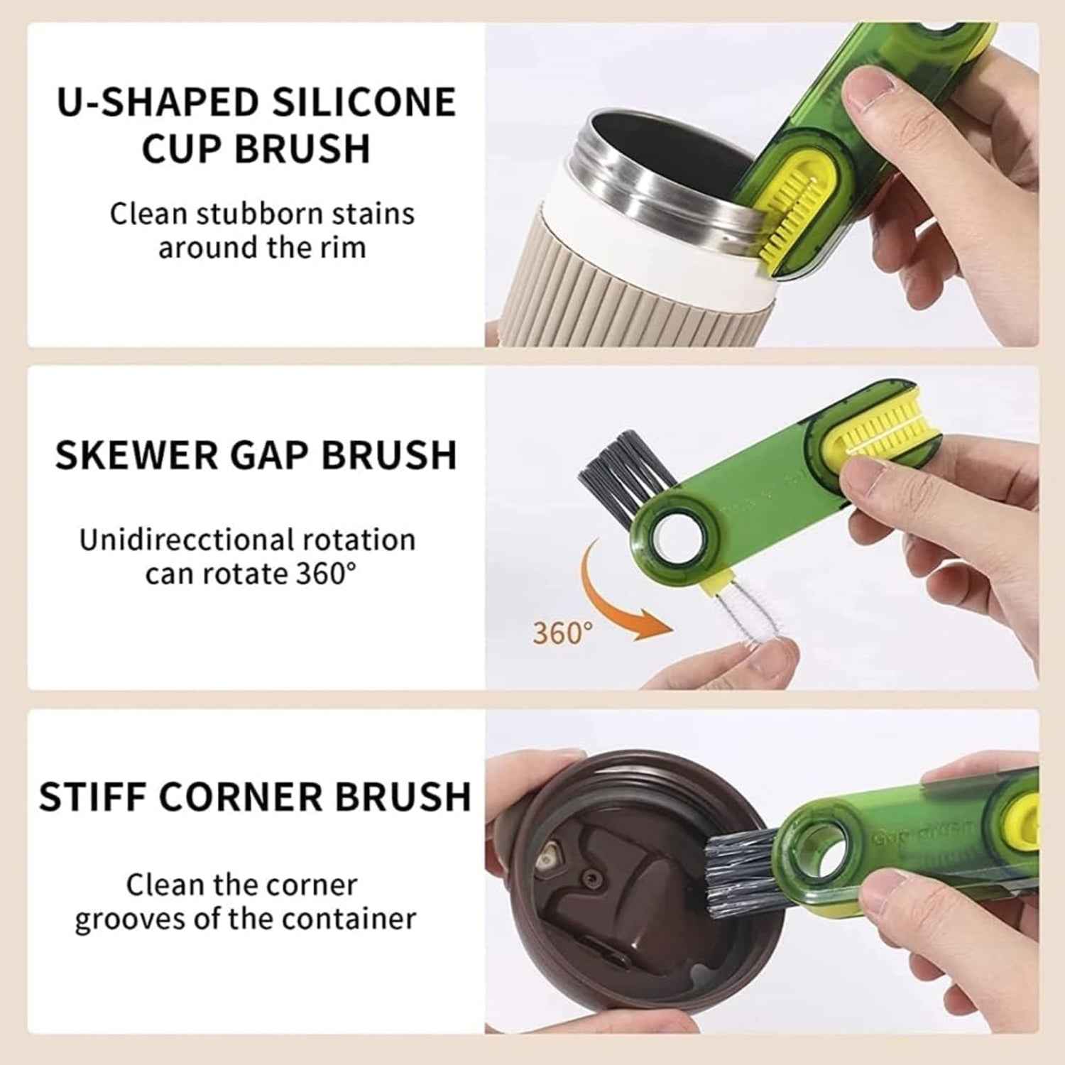 Bottle Cleaning Brush – 3-in-1 Cup & Lid Scrubber | SparkleTidy