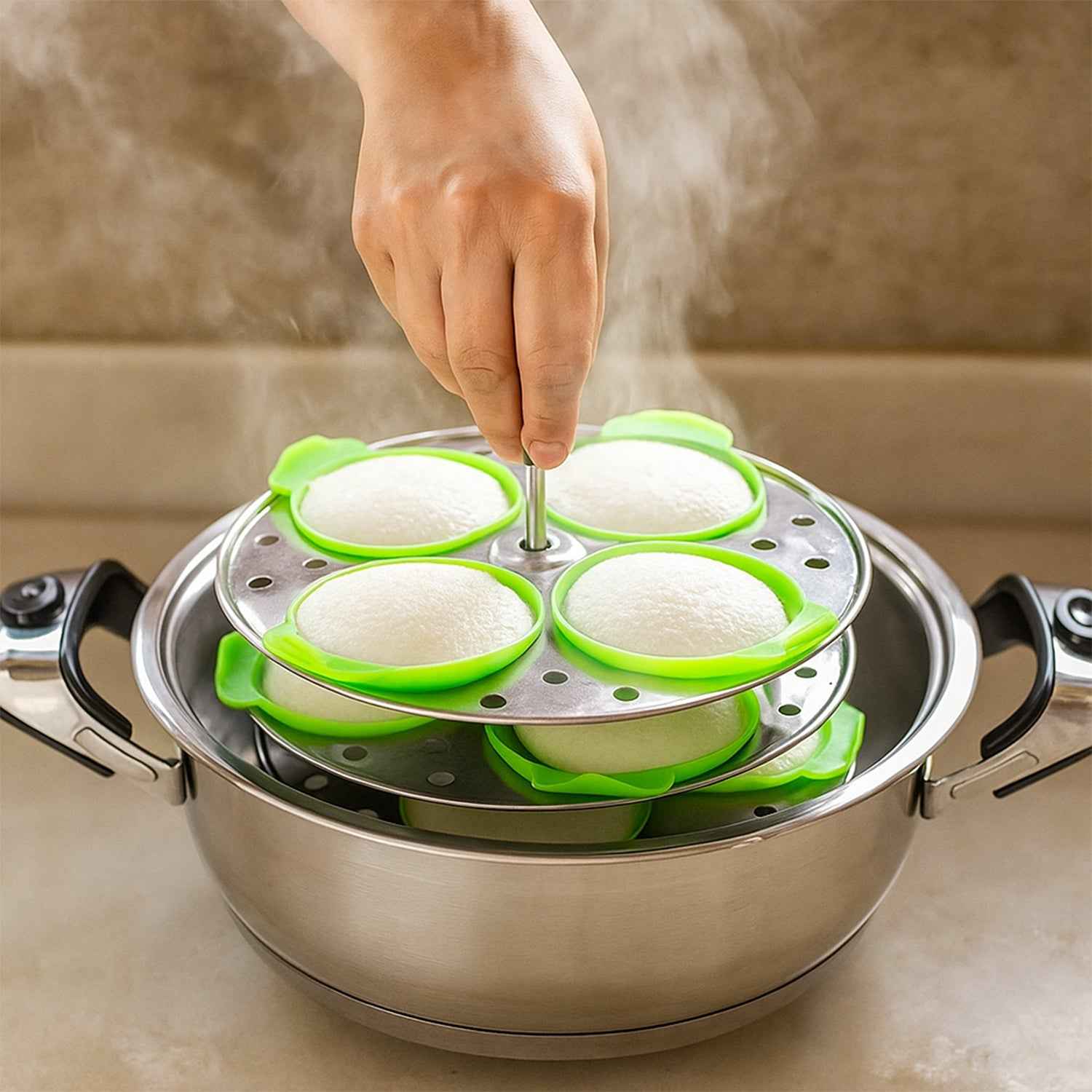 Silicone Idli Maker Cups – Non-Stick Food-Grade Moulds (4 Pcs)